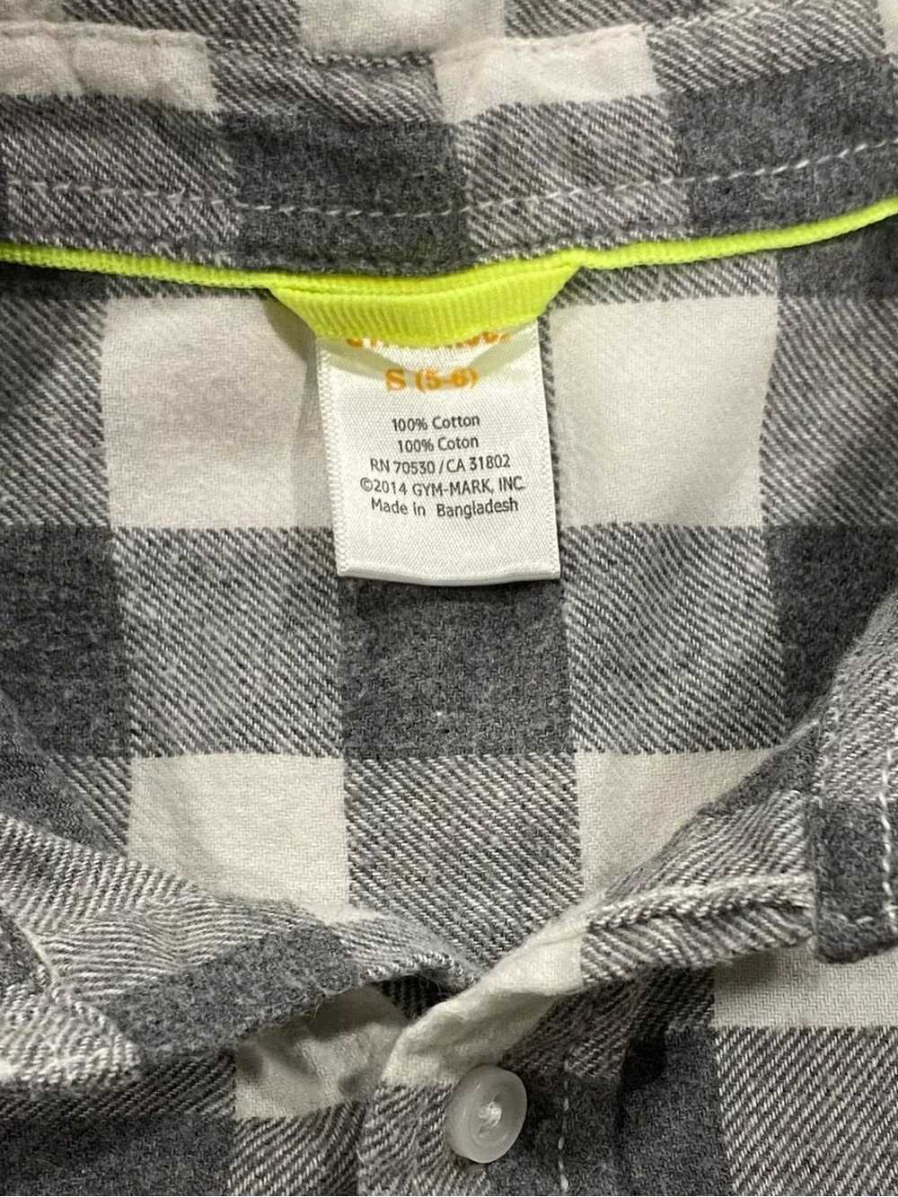 Gymboree Boys ‘Ice All-Star’ Gray and White Buffalo Check Shirt Size S (5-6)